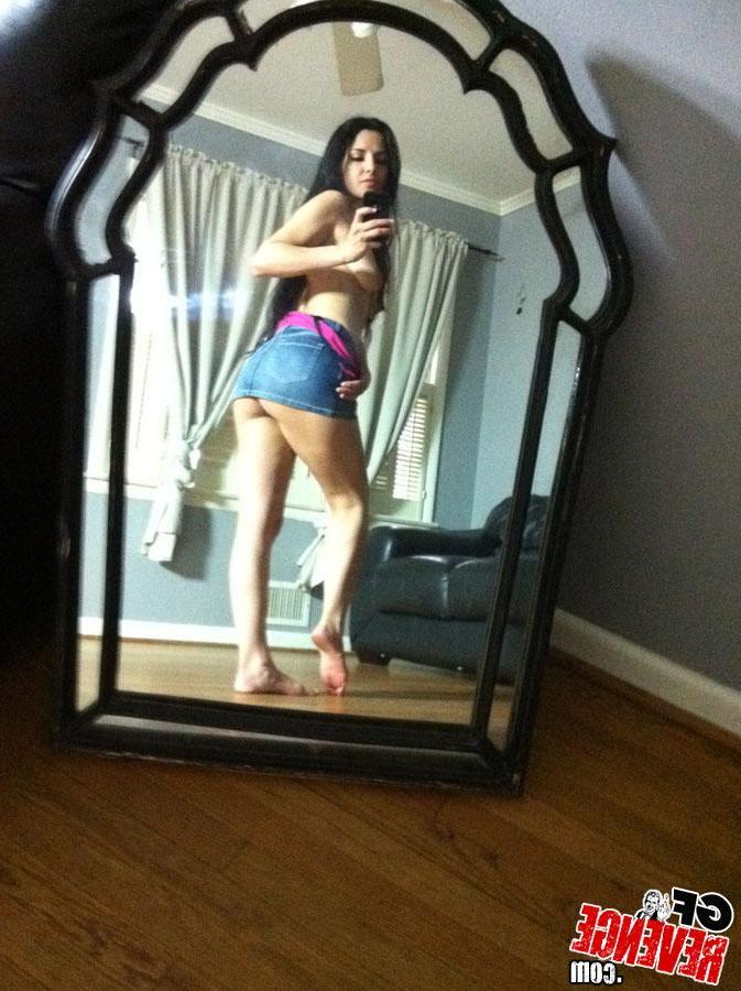 10P Brunette amateur takes selfies for you as she masturbates