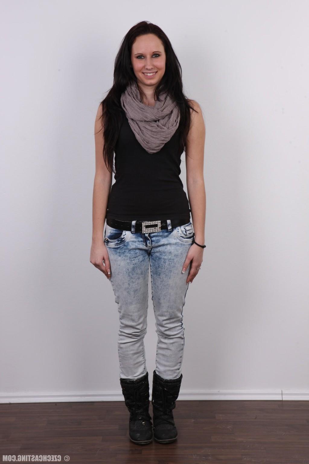 17P Amateur brunette poses for photo camera