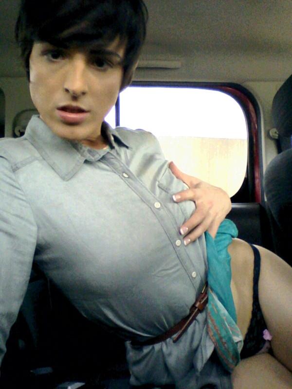10P Fresh new t-girl Caiden Hall still likes to tease the boys with panty shows