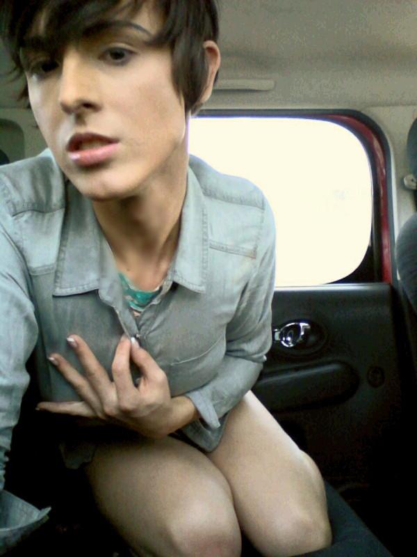 10P Fresh new t-girl Caiden Hall still likes to tease the boys with panty shows