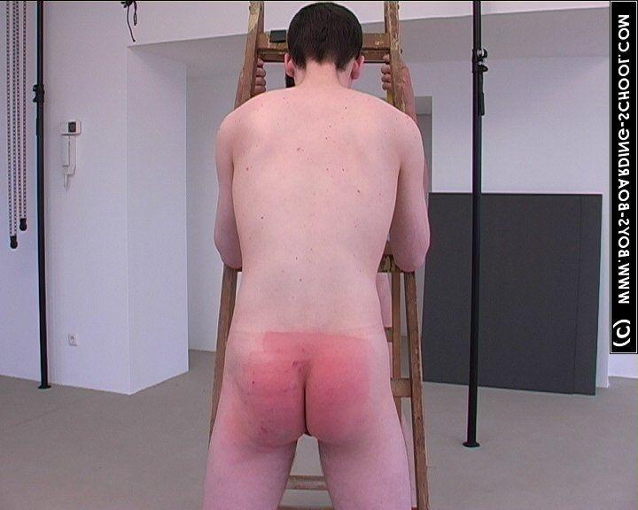 20P Two nude males holding stairs getting spanked by clothed FemDom