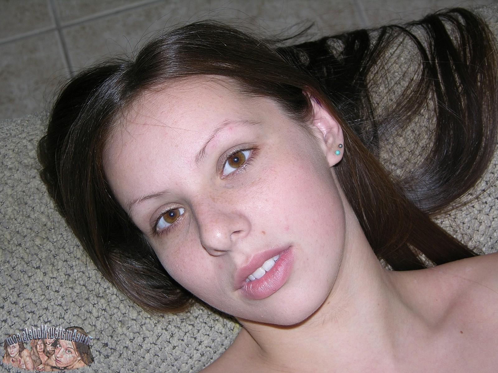 13P Amateur Brunette Teen Babe Modeling Nude - True Amateur Models