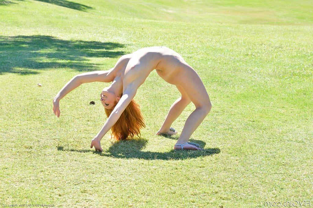 15P Sweet Irish teen naked cartwheels in a public park