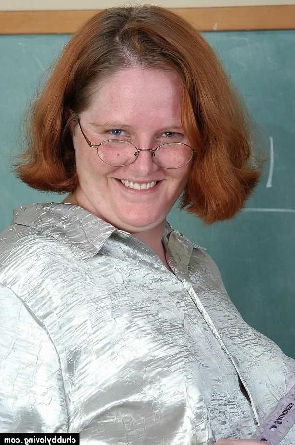 16P Fat redhead teacher Adrienne Plump teasing in classroom