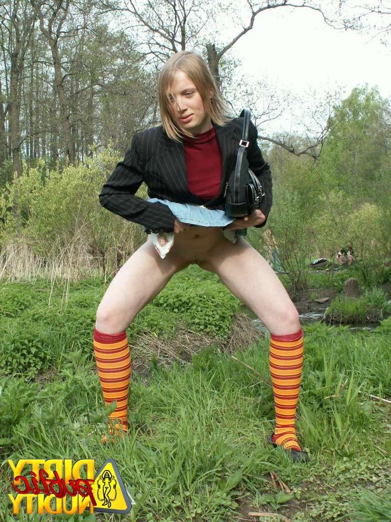 15P Minevra pissing in public park