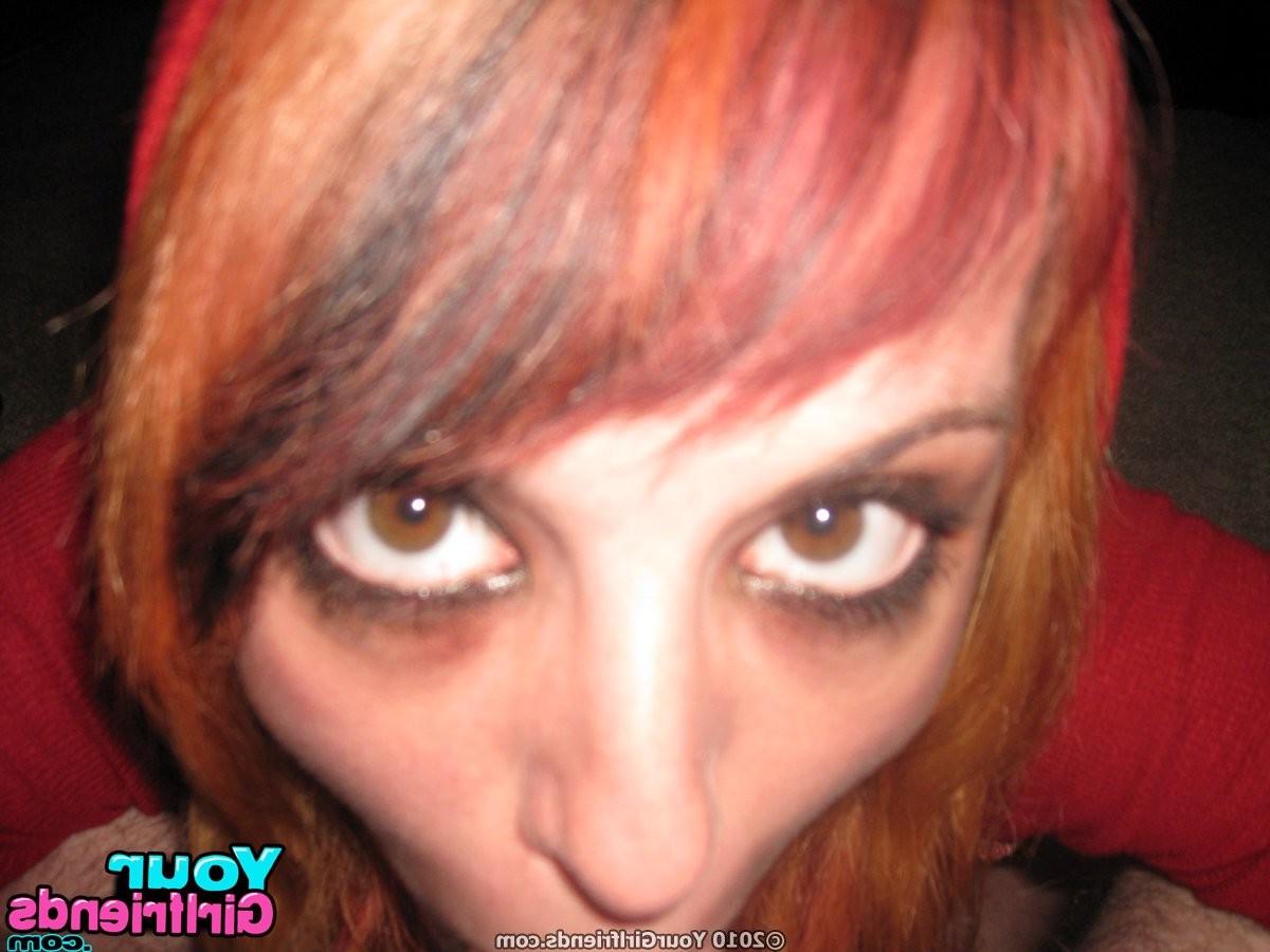 11P Goth teenage girl pulls out her BF's giant cock and sucks it's cum out of it