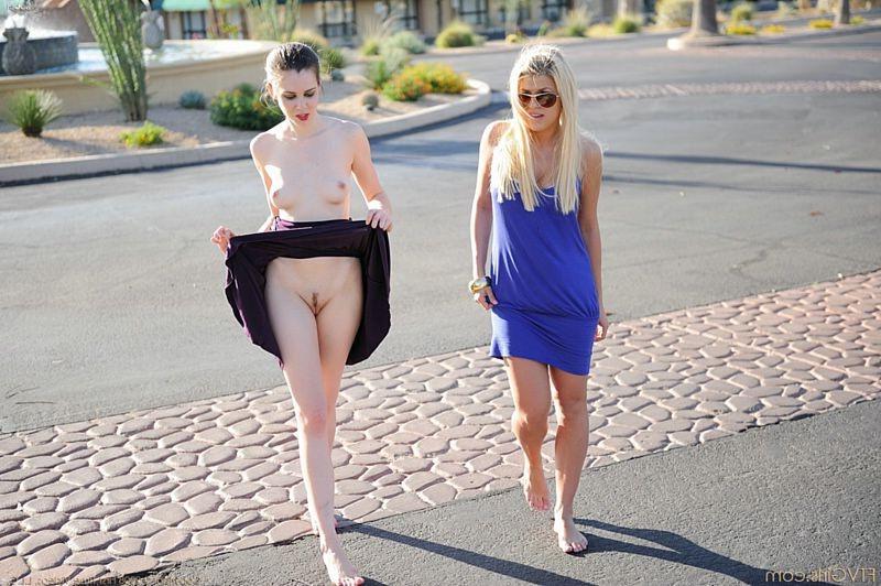 15P On a dare Isobel streaks outdoors at a public fountain