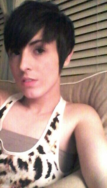 10P Femboy Caiden Hall has short hair and a beautiful smile in these random candid p