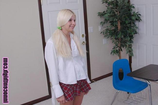 16P Student flashes her  white panties which leads to her getting spanked