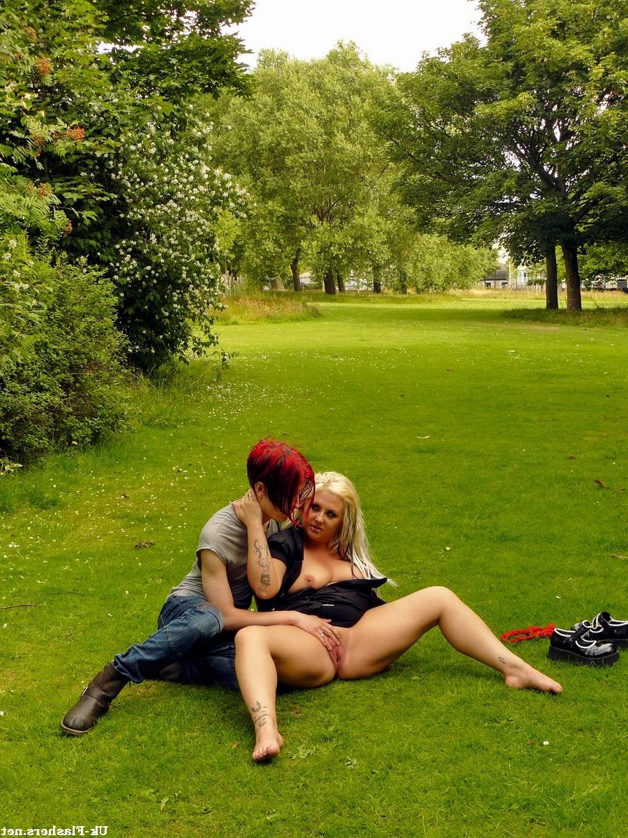 16P Goth amateur couples exhibitionism and public fingering outdoors in a park with 