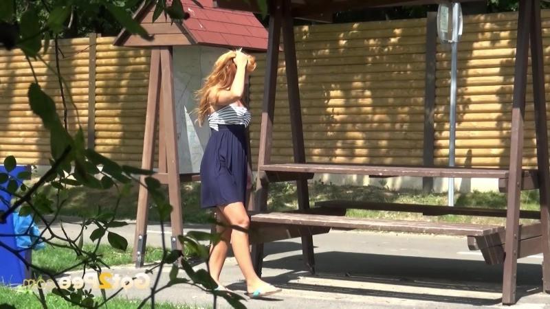 15P Gorgeous blonde pisses off a picnic table