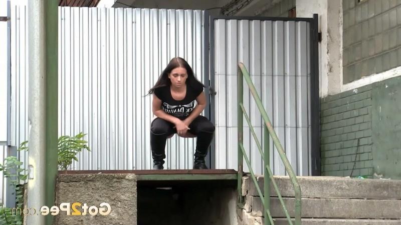15P Stunning brunette is desperate to pee outside