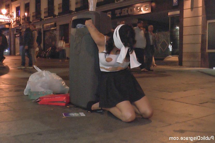 15P Sexy Spanish whore humiliated and shamed in public