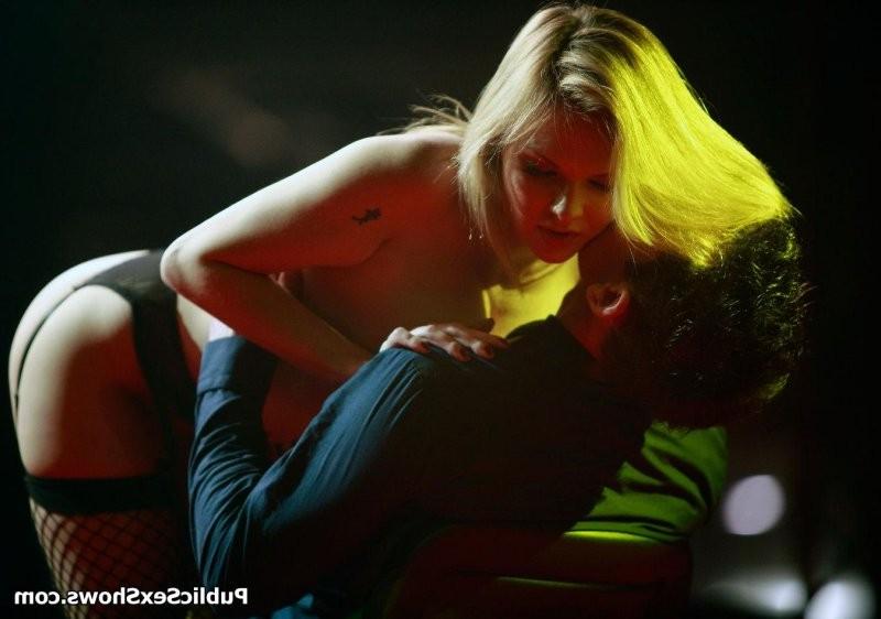 16P Blonde amateur babe strips in a wild and raunchy public sex show