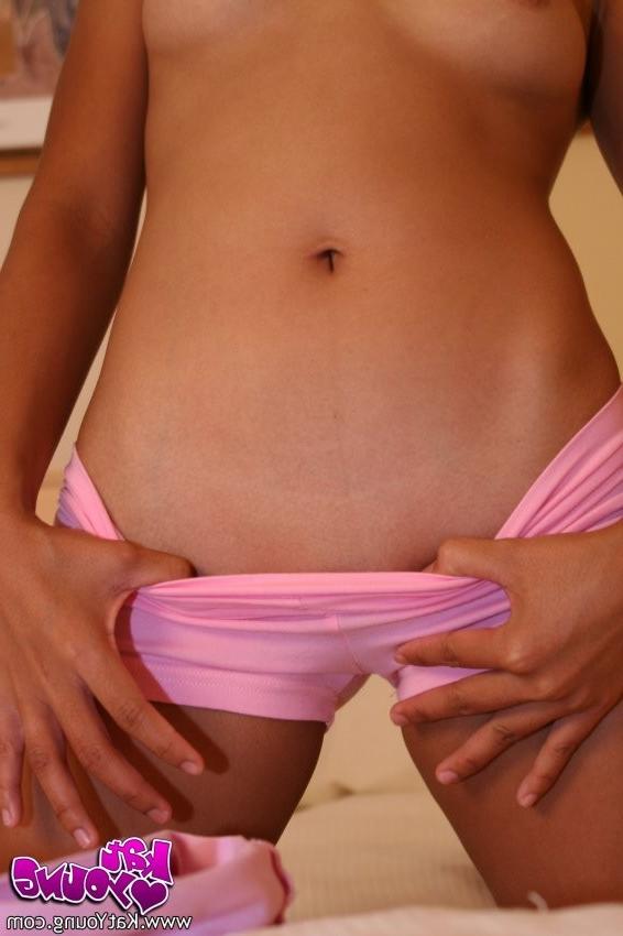 12P Kat takes off her pink underwear in bed