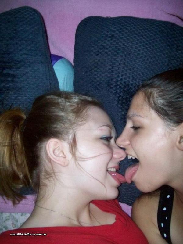 10P Horny lesbo teens teasing each other on the bed