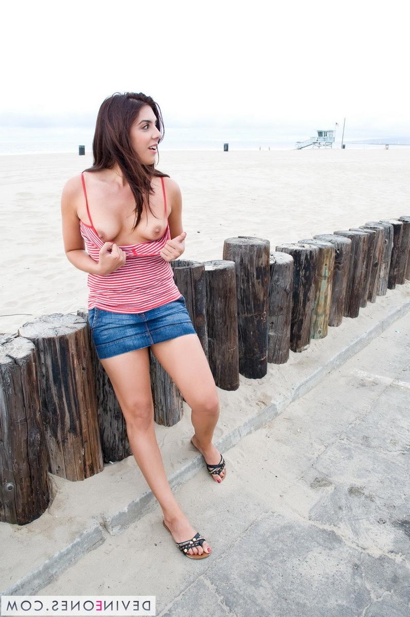 12P Devine One Claire flashes her perky tits in public