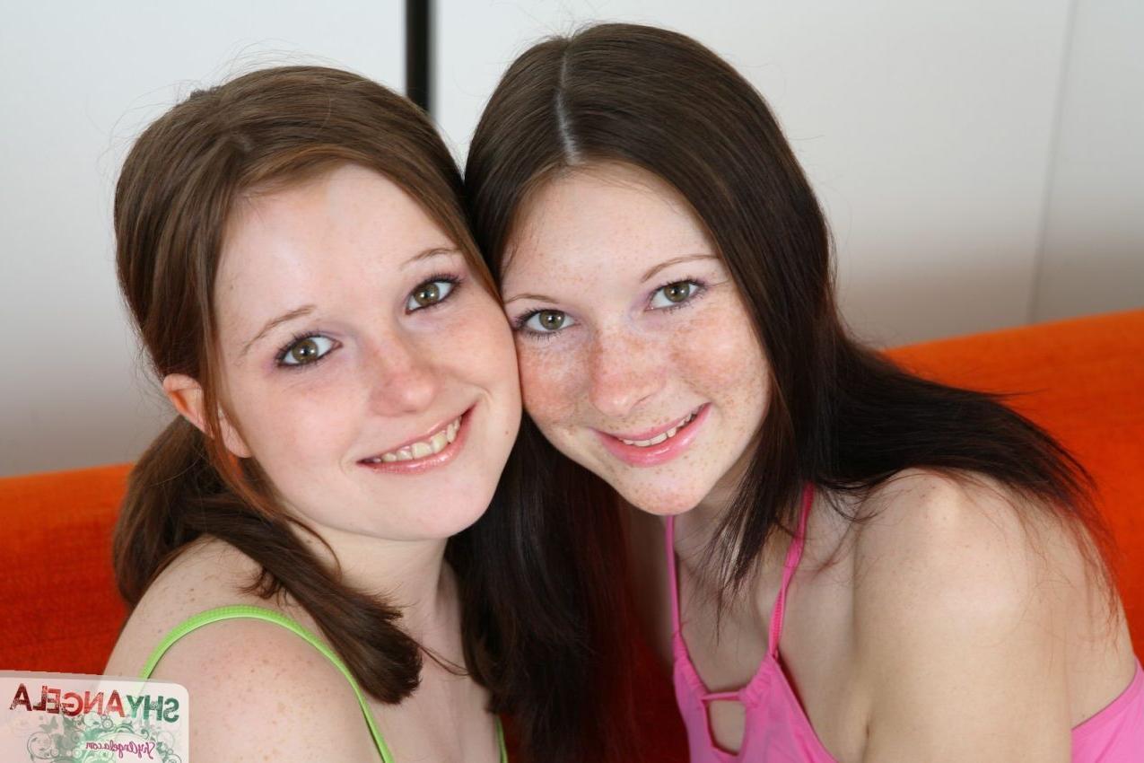 16P Redhead and brunette girls trying their first lesbian experience