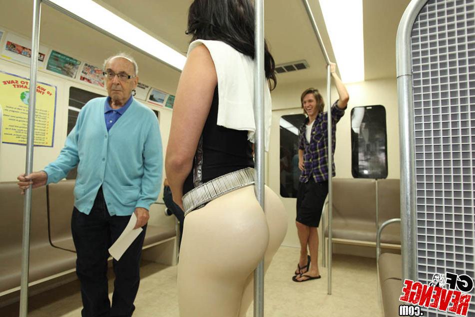 15P GF ass cheeks wrapped around subway pole and fucked in public