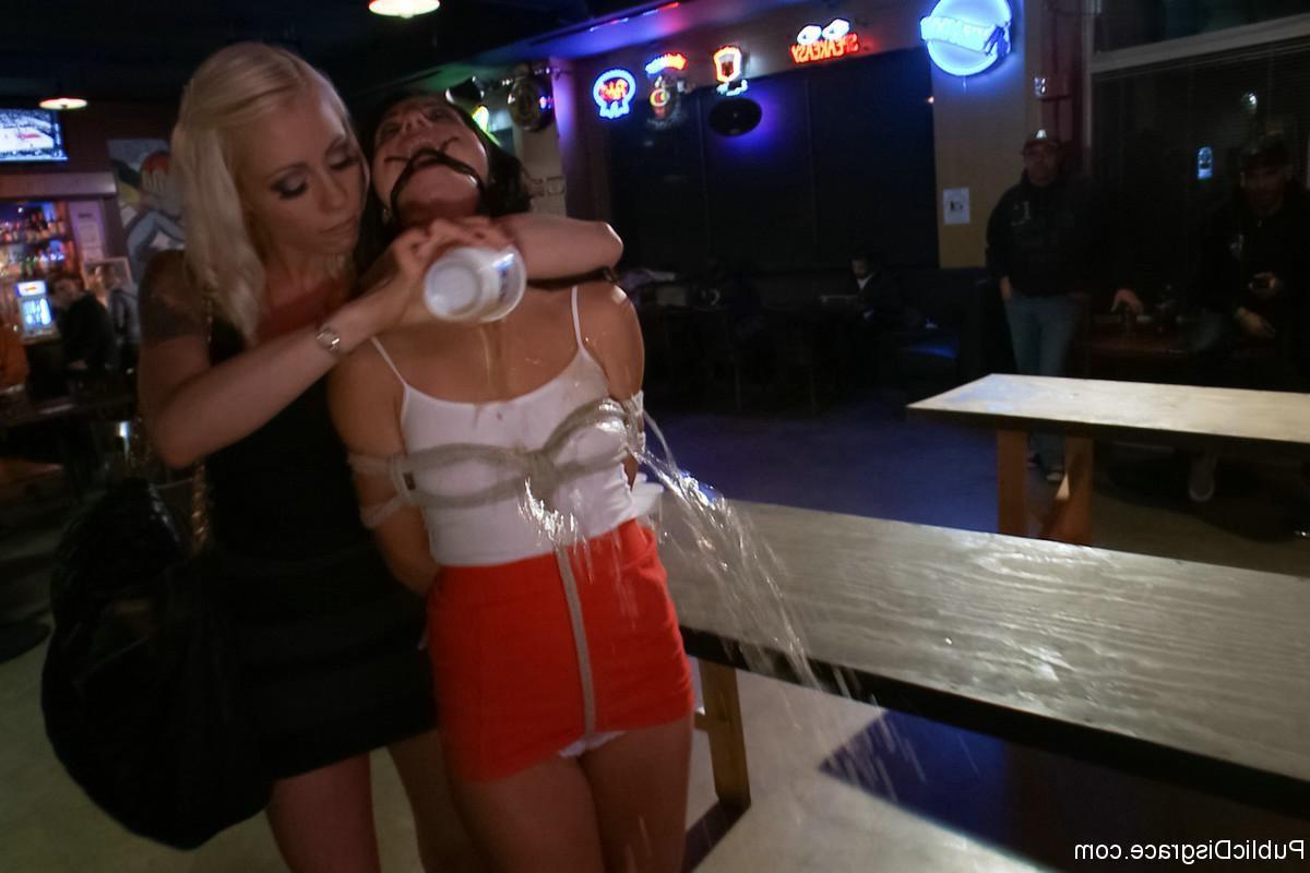 24P Lovely babe gets tied up, humiliated and anal fucked in public