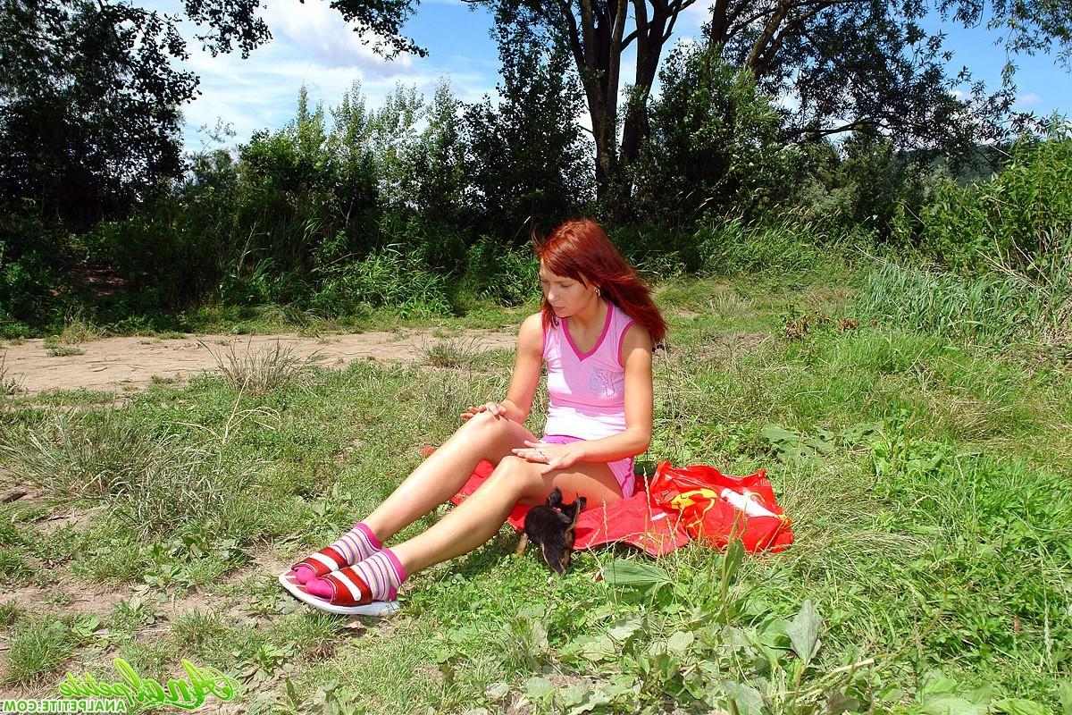 12P Petite redhead teen gets her tight ass fucked in the air