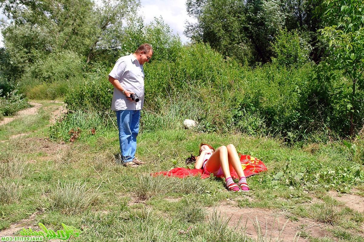 12P Petite redhead teen gets her tight ass fucked in the air