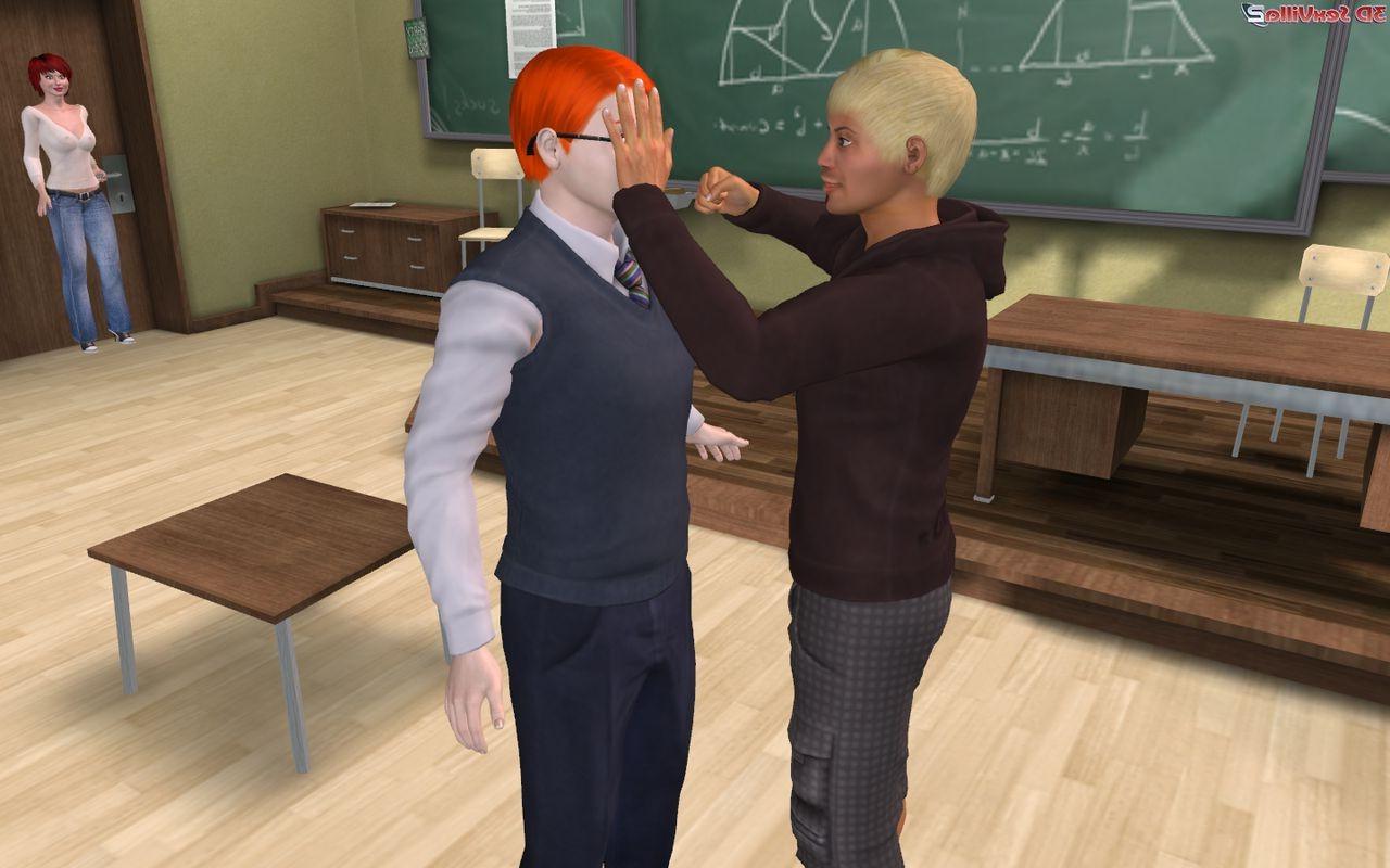 16P Classroom fight ends wiht a blowjob for the bully