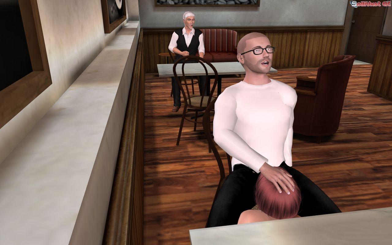 16P 3d animated slut sucks off a guy in a diner