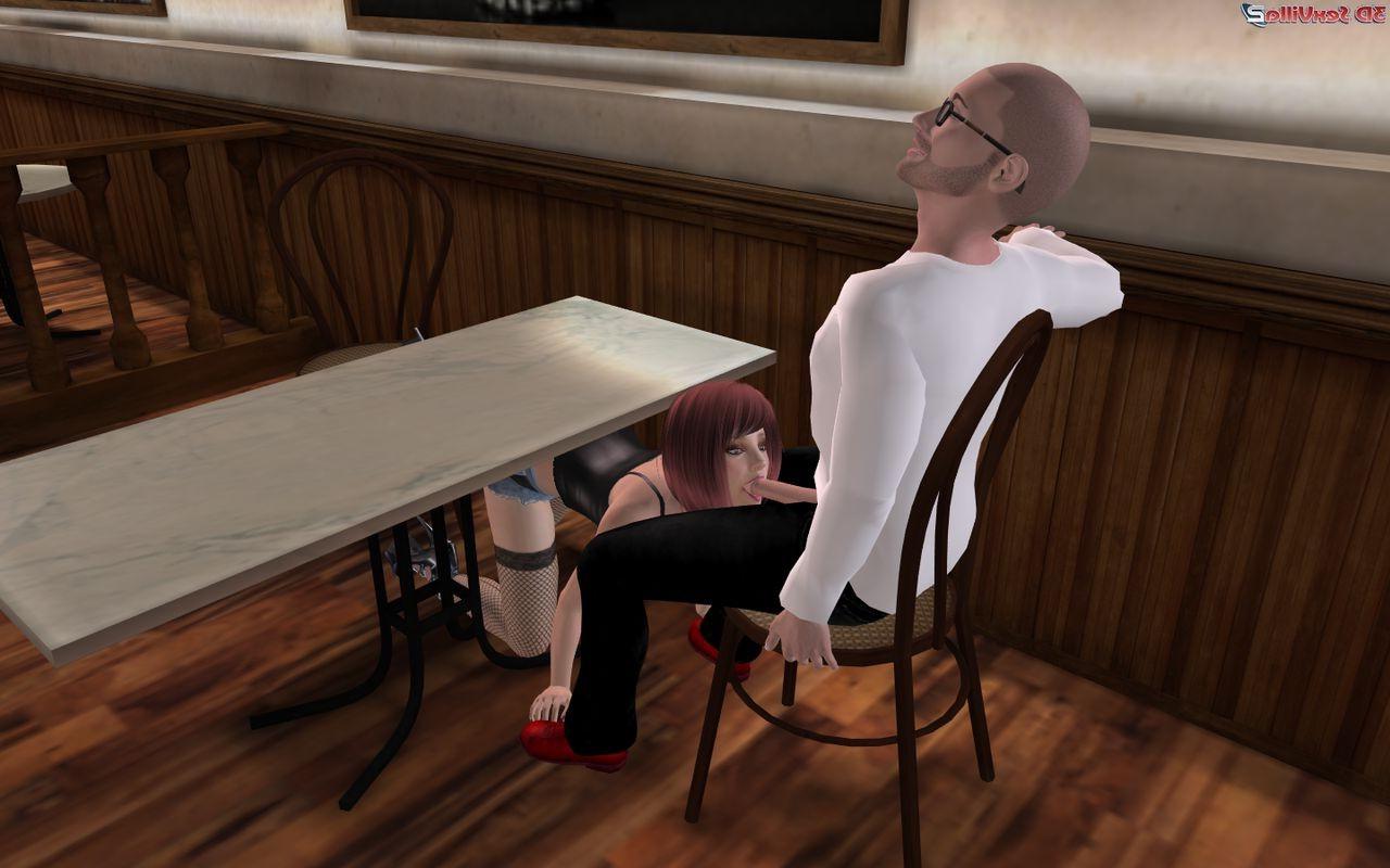 16P 3d animated slut sucks off a guy in a diner