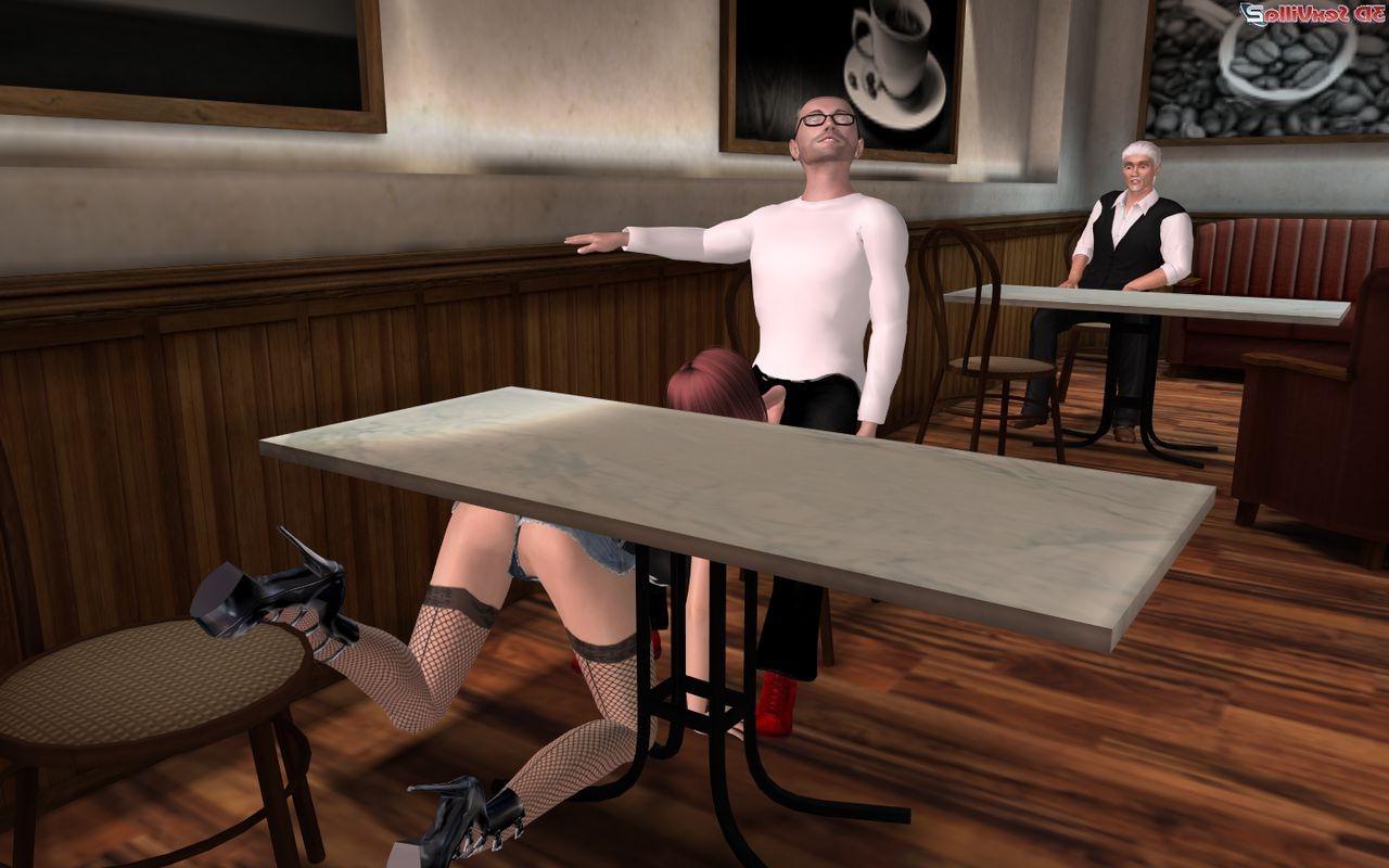 16P 3d animated slut sucks off a guy in a diner