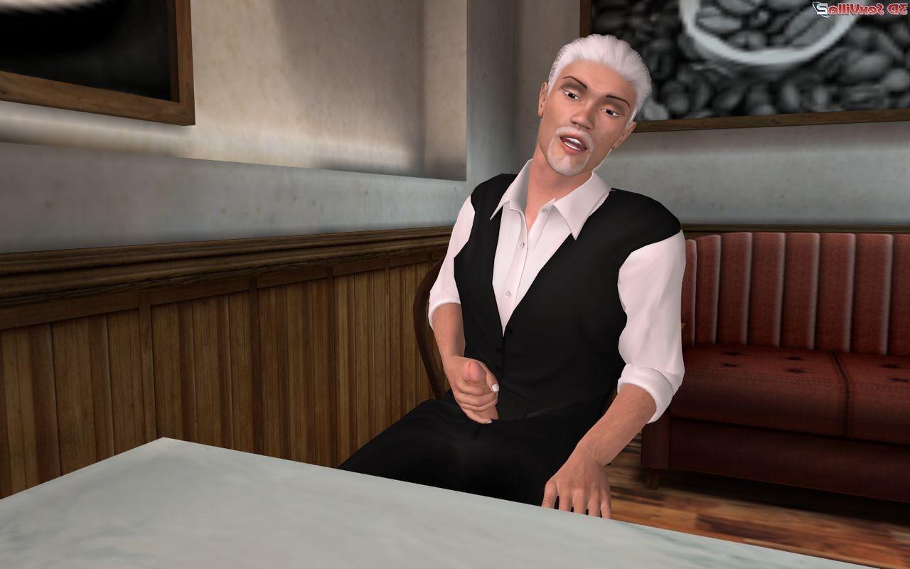 16P 3d animated slut sucks off a guy in a diner
