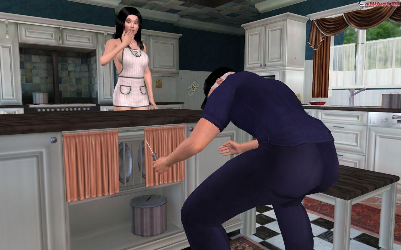 15P Cg babe gets licked in her kitchen