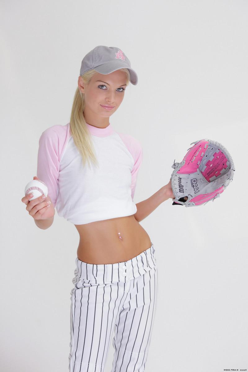 16P Beautiful thin teen in sofball uniform