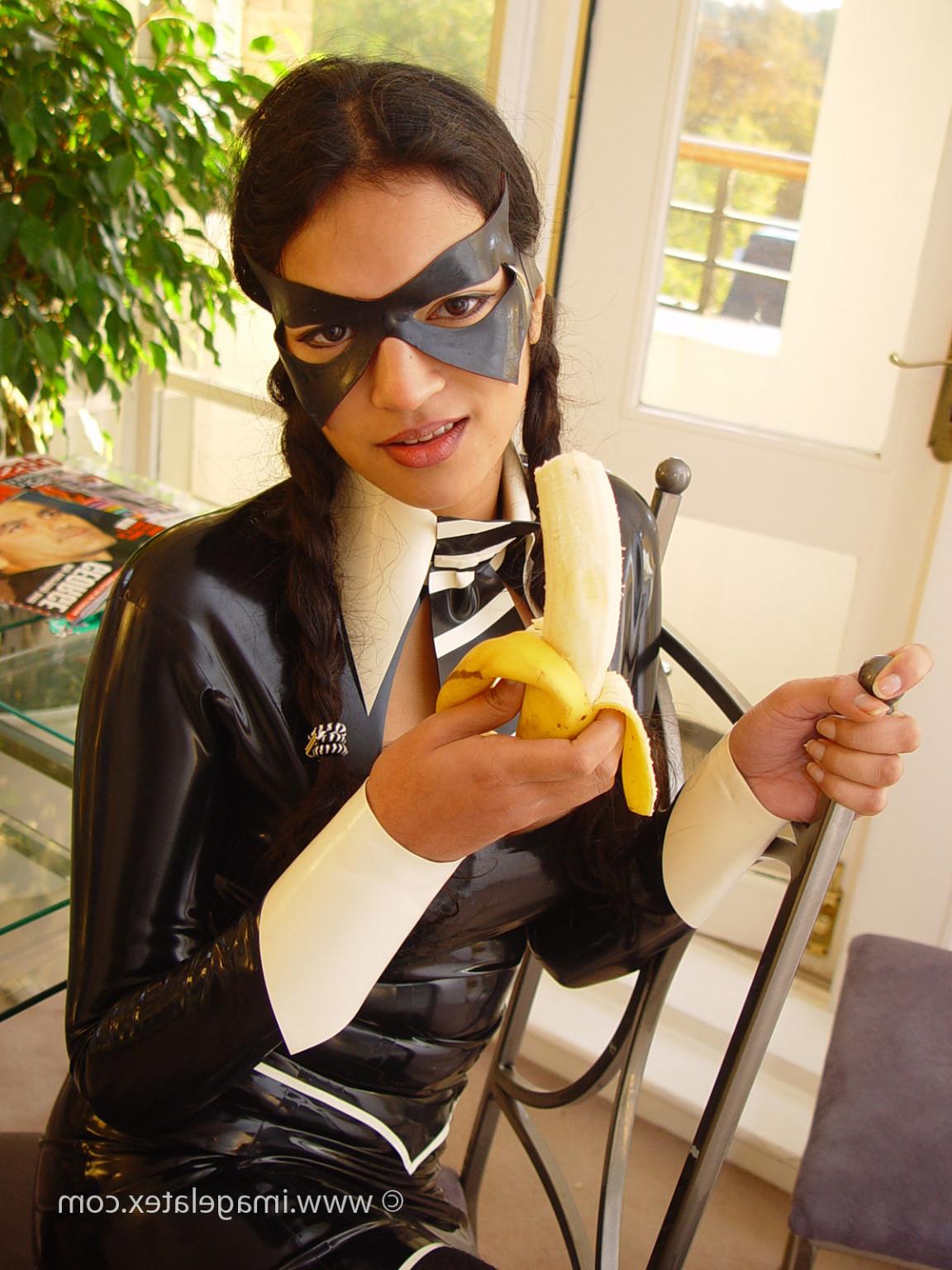 16P Sexy asian latex fetish babe in full rubber suit