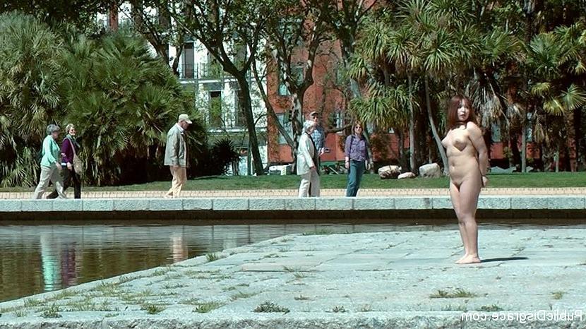 19P Mitsuki Sweet asian nude public cuffed in Madrid on a leash by m