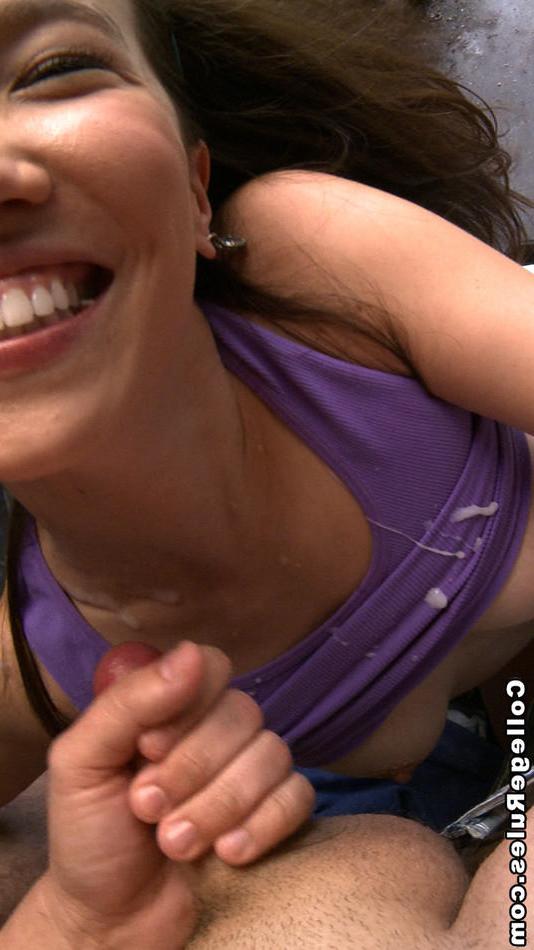 15P Asian college teen jerks off two cocks for cumshot