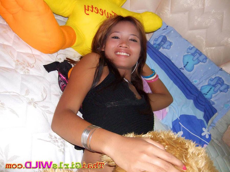 15P Playful asian naked in bed before a steamy shower