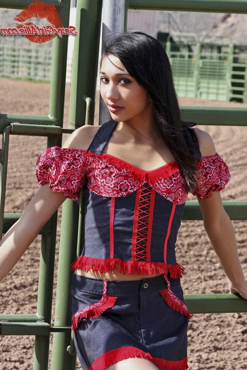 16P Skinny asian teen cowgirl