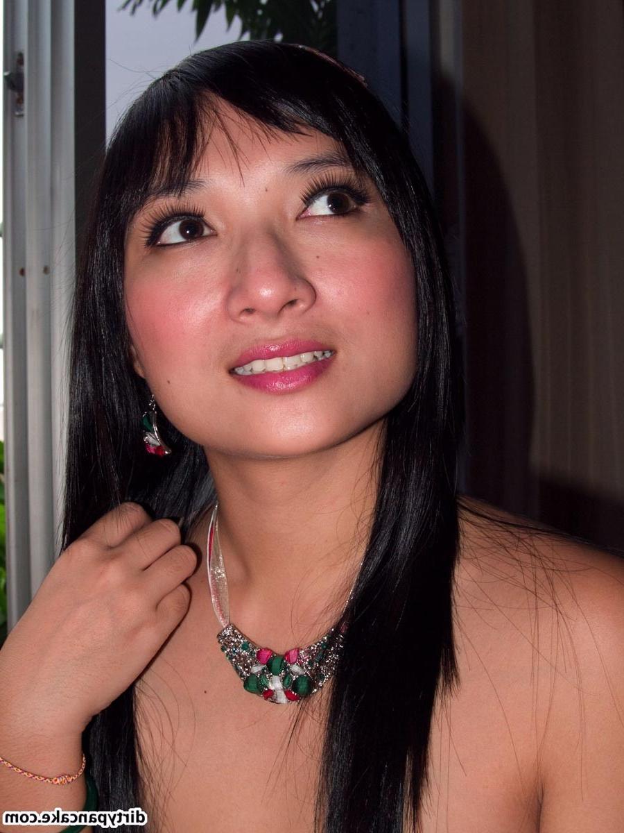 16P Asian teen girl in schoolgirl uniform strips