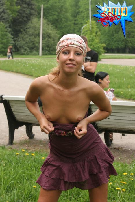 16P Amateur teen girl flashing her fresh body and sweet pussy in public
