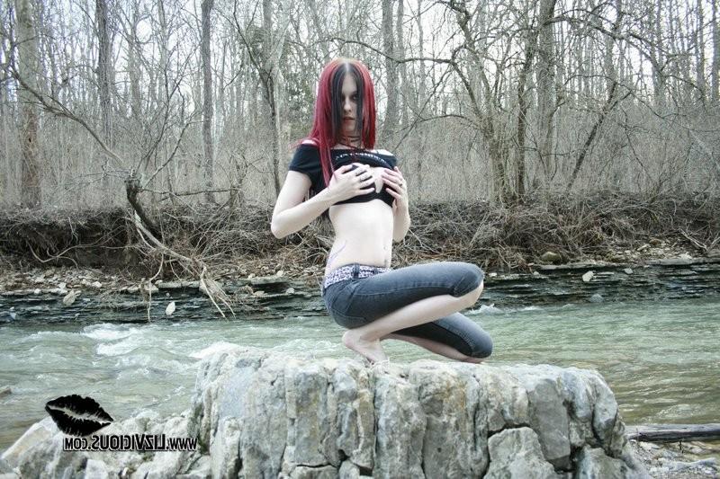 15P Gothic liz shows her tiny titties