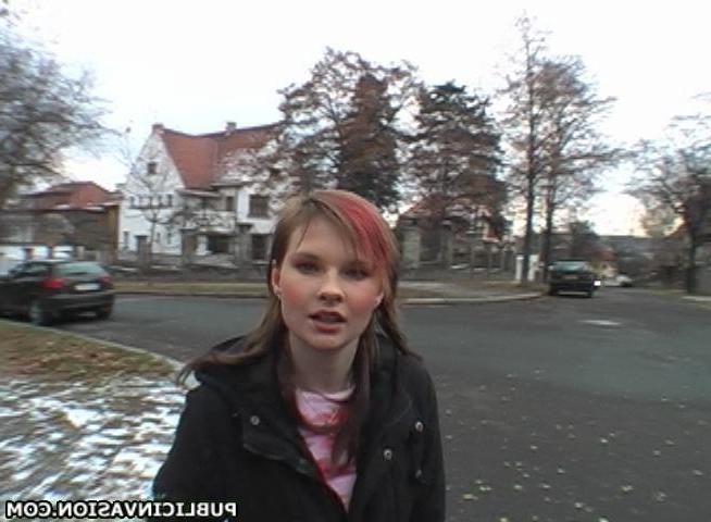 16P Hot Babe Mouths A Cock In Public And Gets Fucked Too