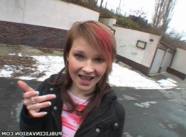 16P Hot Babe Mouths A Cock In Public And Gets Fucked Too
