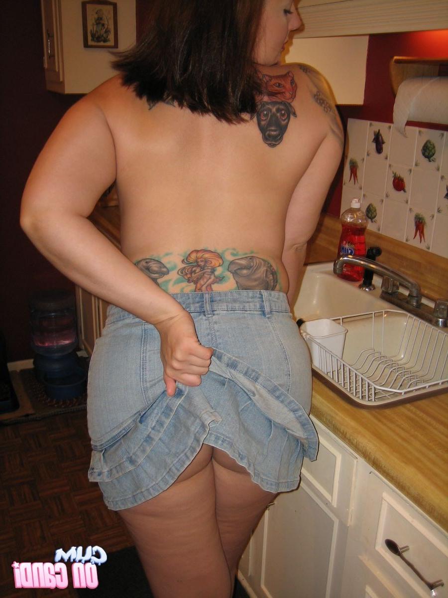16P Candi Strips In The Kitchen And Gets A Cum Load On Her Ass