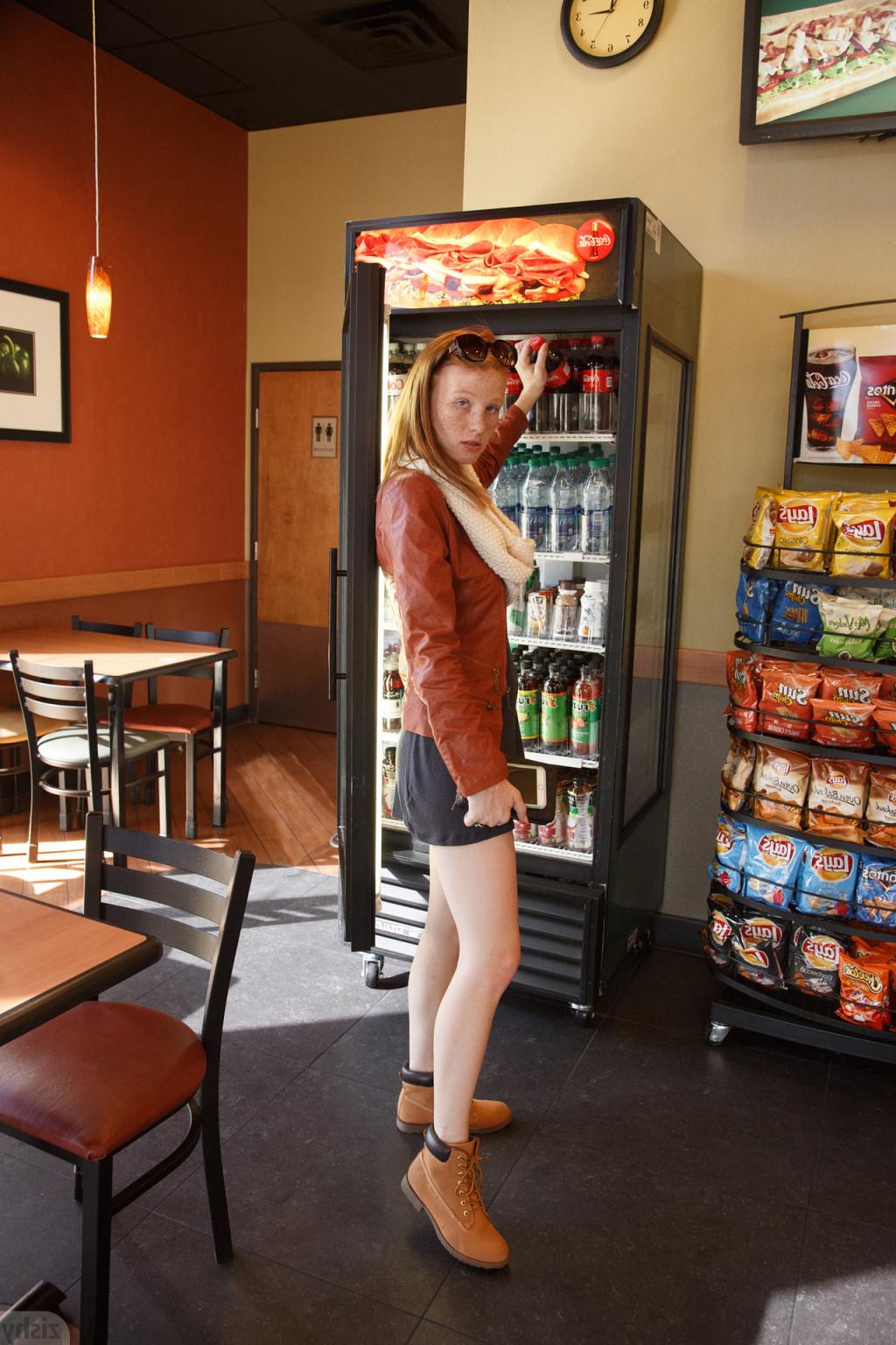 15P Freckled babe is shy but gets naughty in public