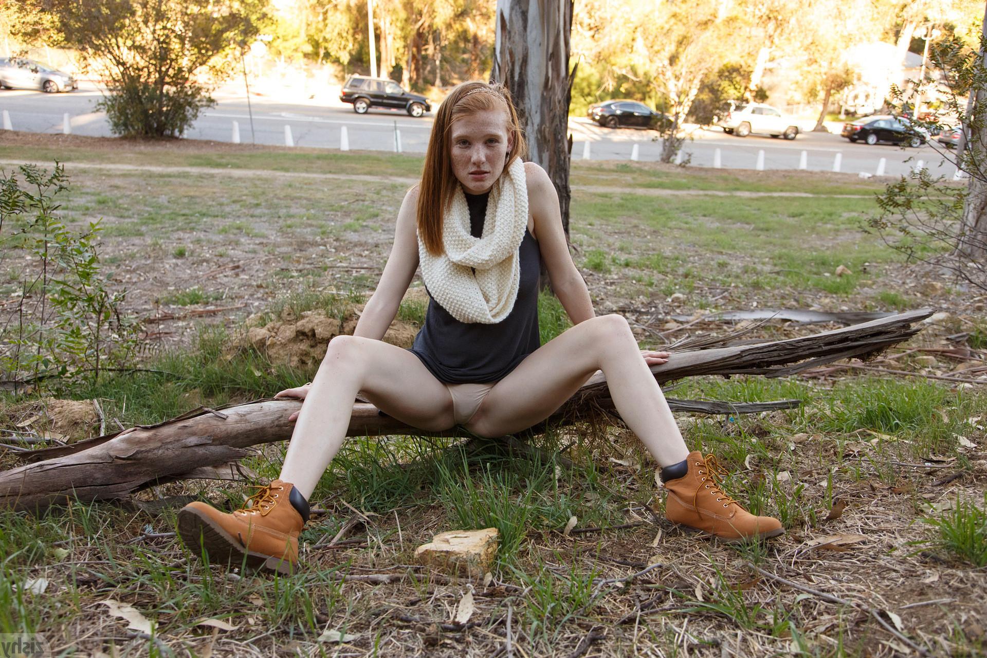 15P Freckled babe is shy but gets naughty in public
