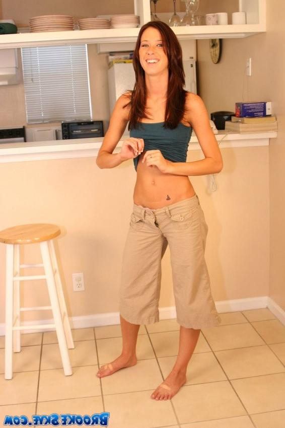 20P Brooke does a tease in the kitchen stripping down to her cotton undies