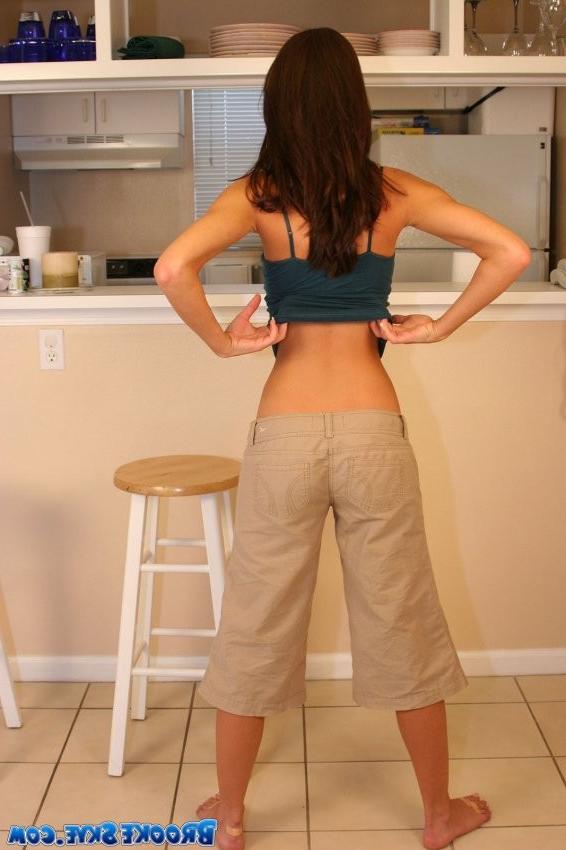 20P Brooke does a tease in the kitchen stripping down to her cotton undies