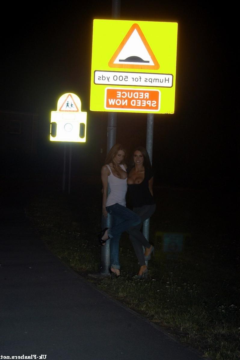 16P Busty Kirstena Dillon flashing nude in public with UK babe Patricia outdoors in 