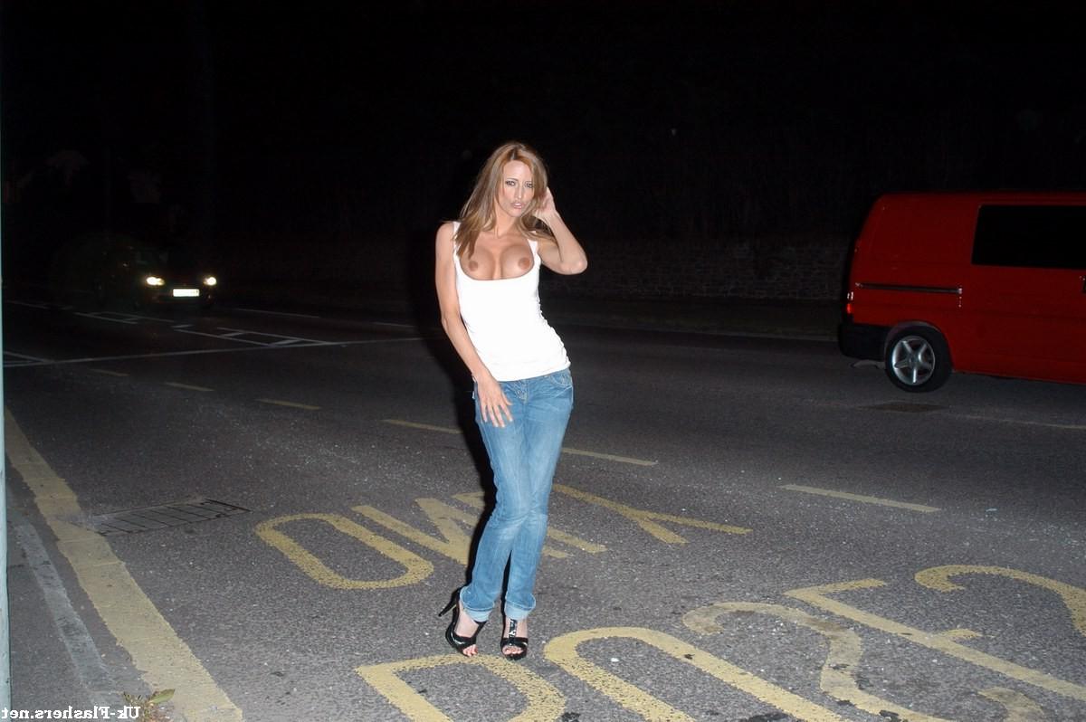 16P Busty Kirstena Dillon flashing nude in public with UK babe Patricia outdoors in 
